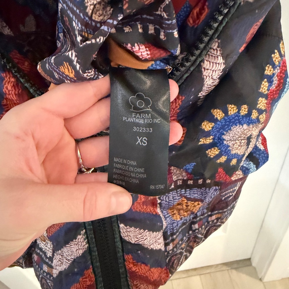 Farm Rio Black Sunset Tapestry Reversible Puffer Kimono Jacket XS BohoMaximalist - Picture 7 of 12